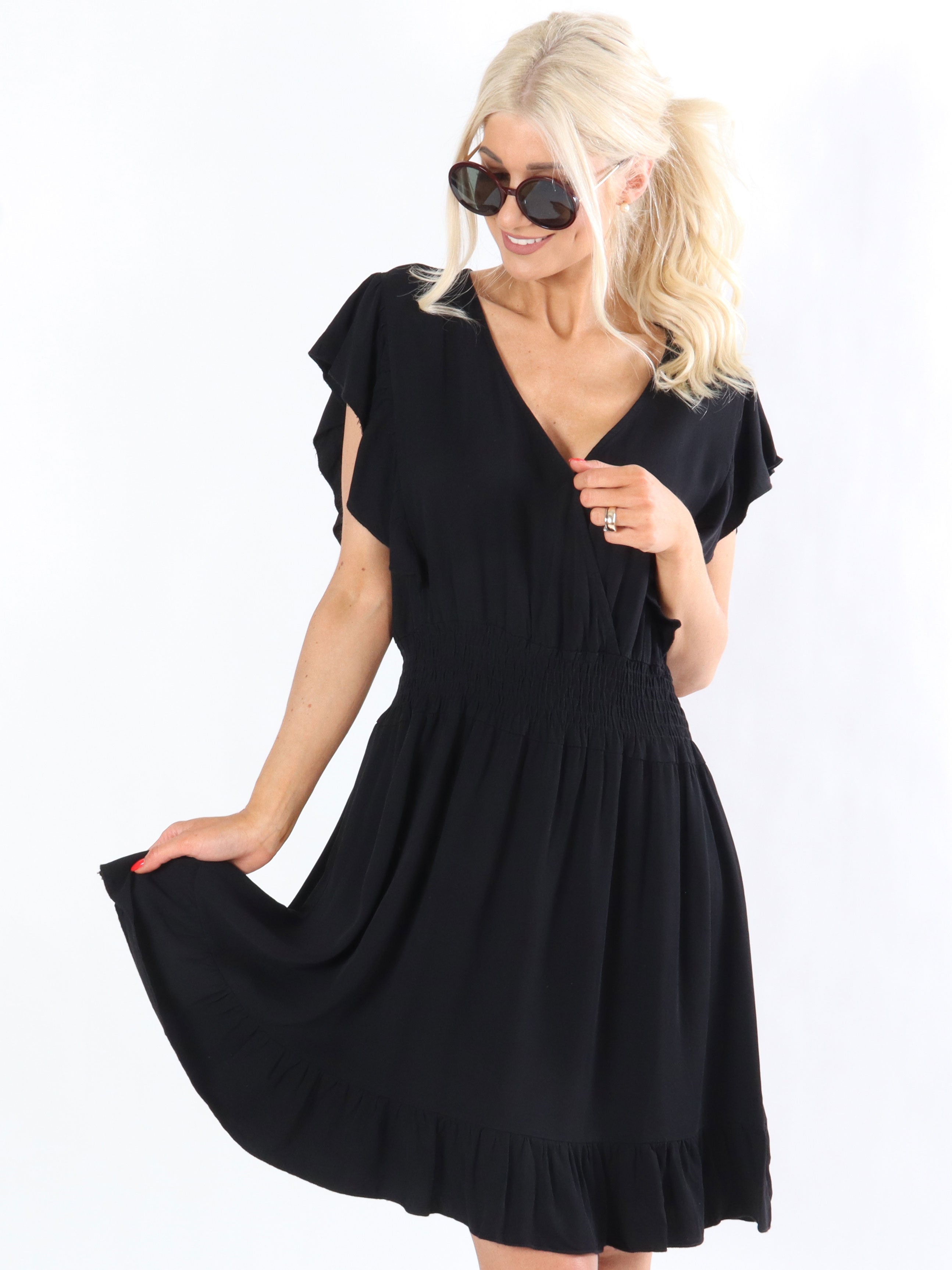 Gissele - Sommarklänning med volangärmar och elastisk fåll